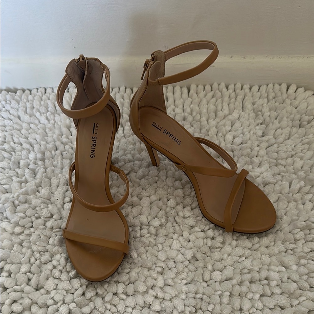Call It Spring Tan Strappy Heels